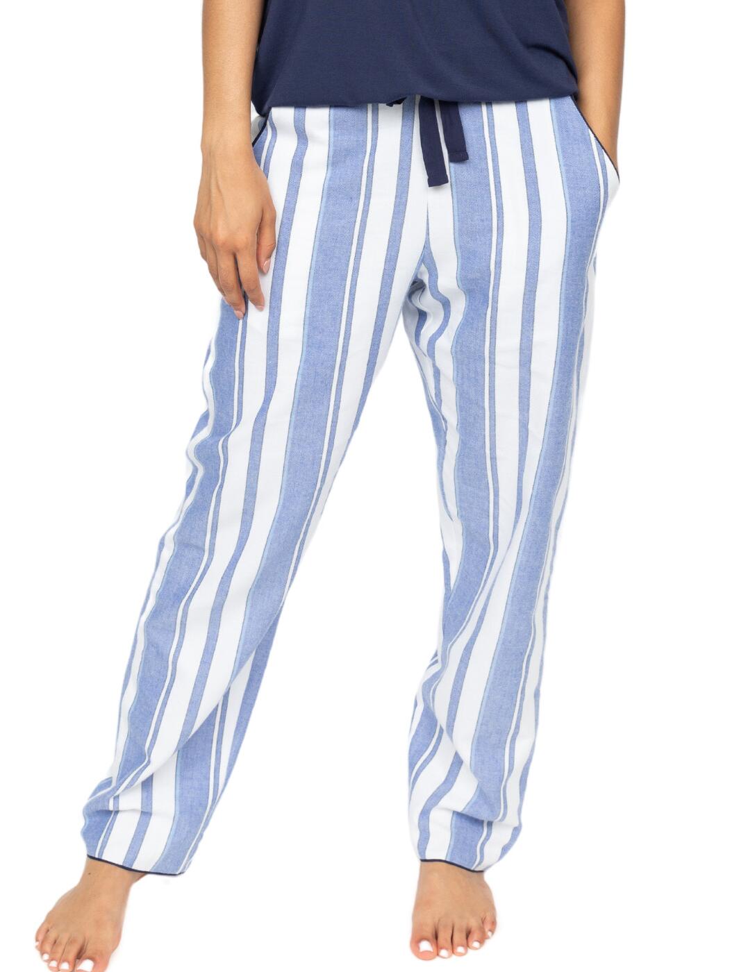 Treat yourself to a good nighs sleep with the Cyberjammies Alpes striped pyjama bottoms. Made from soft, high-quality fabric, these bottoms offer unmatched comfort all night long. The long-length design ensures full coverage and warmth on those chilly nights, while the drawstring waist allows for a customizable fit that flatters every body type. No need to sacrifice practicality for style, as these pyjama bottoms feature convenient pockets on each side, perfect for holding your phone or a midnight snack. But that's not all, the contrasting piping on the pockets and cuffs adds a touch of elegance and sophistication to this design. The Alpes striped pyjama bottoms also come with coordinating options, so you can mix and match to create your own unique style.