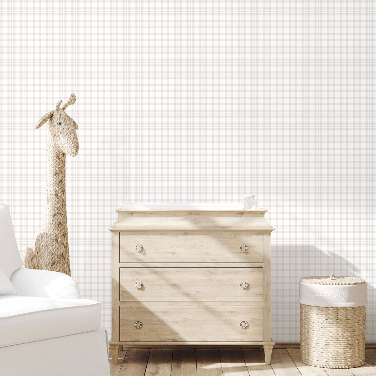 Galerie Tiny Tots 2 Check Plaid Silver Grey Wallpaper G78394, Silver