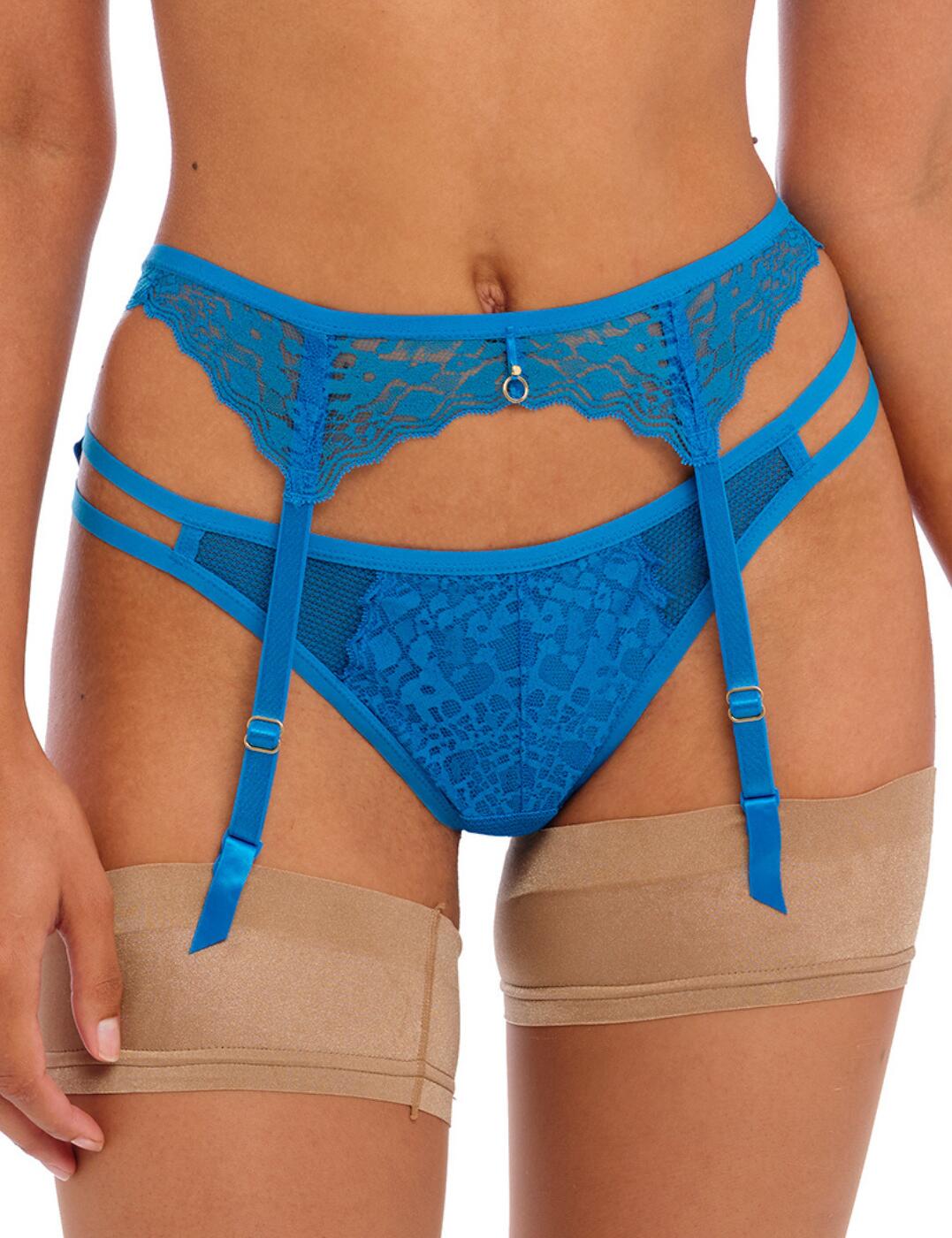 Welcome to seduction with the Freya Temptress suspended belt! Crafted from all-over stretch lace, this stunning suspender is designed to hug your curves for a beautiful fit that's sensual yet comfortable. Featuring a light, narrow waistband and foldover elastic design, you'll always look slim and chic. With adjustable suspender straps featuring stylish gold sliders and a secure hook-and-eye closure, you can trust this suspender belt to stay in place no matter what moves you make. And for those sensual nights, there are coordinating pieces available in the Freya Temptress collection so you can complete this stunning lingerie set.  All-over stretch lace suspender belt Narrow waist for a lighter look Foldover elastic waistband for comfort Hook and eye closure Adjustable suspender straps with gold sliders Matching coordinates available Country of origin: Sri Lanka Composition: 89% Polyamide &pipe; 11% Elastane Listed in UK sizes  60349-105195-1382337 400191 Suspender Belt