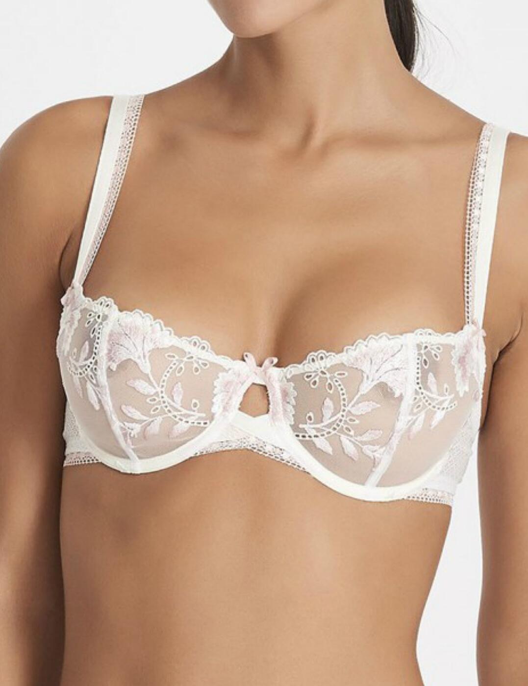 Crafted for comfort and styled to make you feel beautiful, the stunning Nymphea Paradis collection, by Aubade is perfect for your everyday lingerie collection. With decorative embroidery and semi-sheer fabric, this range will ensure you look and feel your best throughout the day. This bra is underwired for excellent support and uplift. It is non-padded for a natural look and feel and features adjustable straps for an individual fit. Fastening with a traditional hook and eye fastening at the rear, this bra looks amazing when paired with matching coordinates from the Nymphea Paradis range.  Chic and elegant design Comfortable fit Perfect for everyday wear Superior uplift and support Non-padded for comfort and a natural look Adjustable straps for an individual fit Hook and eye fastening at the back Popular half-cup design Composition:- Mix, Including Polyester and Elastane. Listed in UK sizes  39824-72741 HF14 Half Cup Bra