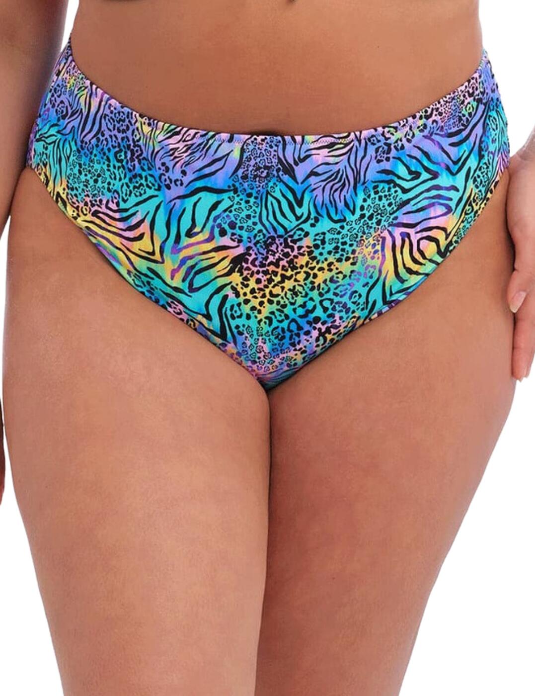 Are you looking for the perfect swimwear that shouts holiday fun? Look no further than Elomi's Electric Savannah Bikini Briefs! With its bright, vibrant psychedelic print, these briefs will make you stand out from the crowd! The waistline sits right at your natural waist for a comfortable fit. They also provide higher leg coverage with a lightweight printed fabric in both front and back perfect for those beach days that last into the evening. And no need to worry when taking a dip in the pool; the Electric Savannah Bikini Briefs come fully lined.