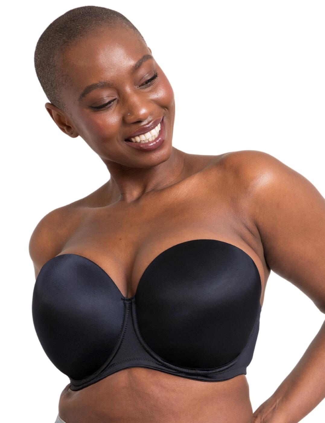 Feel fabulous in this comfortable Smoothie strapless bra by Curvy Kate. Featuring smooth, moulded, round shape cups offering great coverage and excellent shape whilst also allowing for a gorgeous cleavage. Crafted with reinforced silicone bands to help maintain the band shape. The interlocking shape encompasses your bust for excellent support throughout the day. The Smoothie bra has fully adjustable removable straps for an individual fit. Update your lingerie collection with this must-have bra suitable for every occasion!