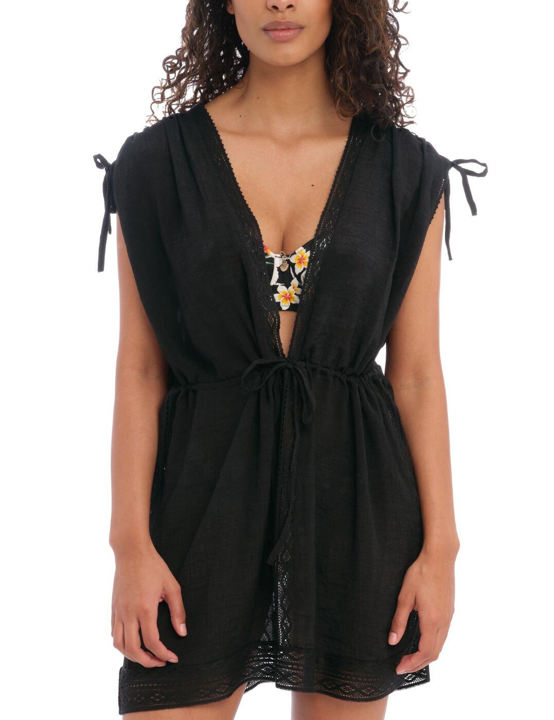 Introducing the Freya Sunscape tunic, a beautiful and timeless beach cover-up for pool and beachside pursuits. The perfect accompaniment to any Freya swimwear, this elegant design is crafted with an ultra-lightweight fabric that falls fluidly around the body. With crochet detailing around the hem and neckline, it features a deep v-neckline at the front and back with adjustable ties at the shoulders, as well as a tie detail at the back to allow for a custom fit. Whether you’re looking for something to pair over your bikini or swimsuit while lounging by the pool or enjoying some time on the beach, the Freya Sunscape tunic ensures both comfort and style during your summer getaways.  Elegant beach cover-up Timeless design with crochet detailing at the hem and neckline Soft lightweight fabric Deep v-neckline at the front and back Tie around the waist allowing for a perfect fit Adjustable ties at the shoulders Tie detail at the back Perfect for over any Freya swimwear Country of origin: China Composition: 60% Viscose &pipe; 40% Polyester Listed in UK sizes  60520-105405-1385699 201590 Cover Up