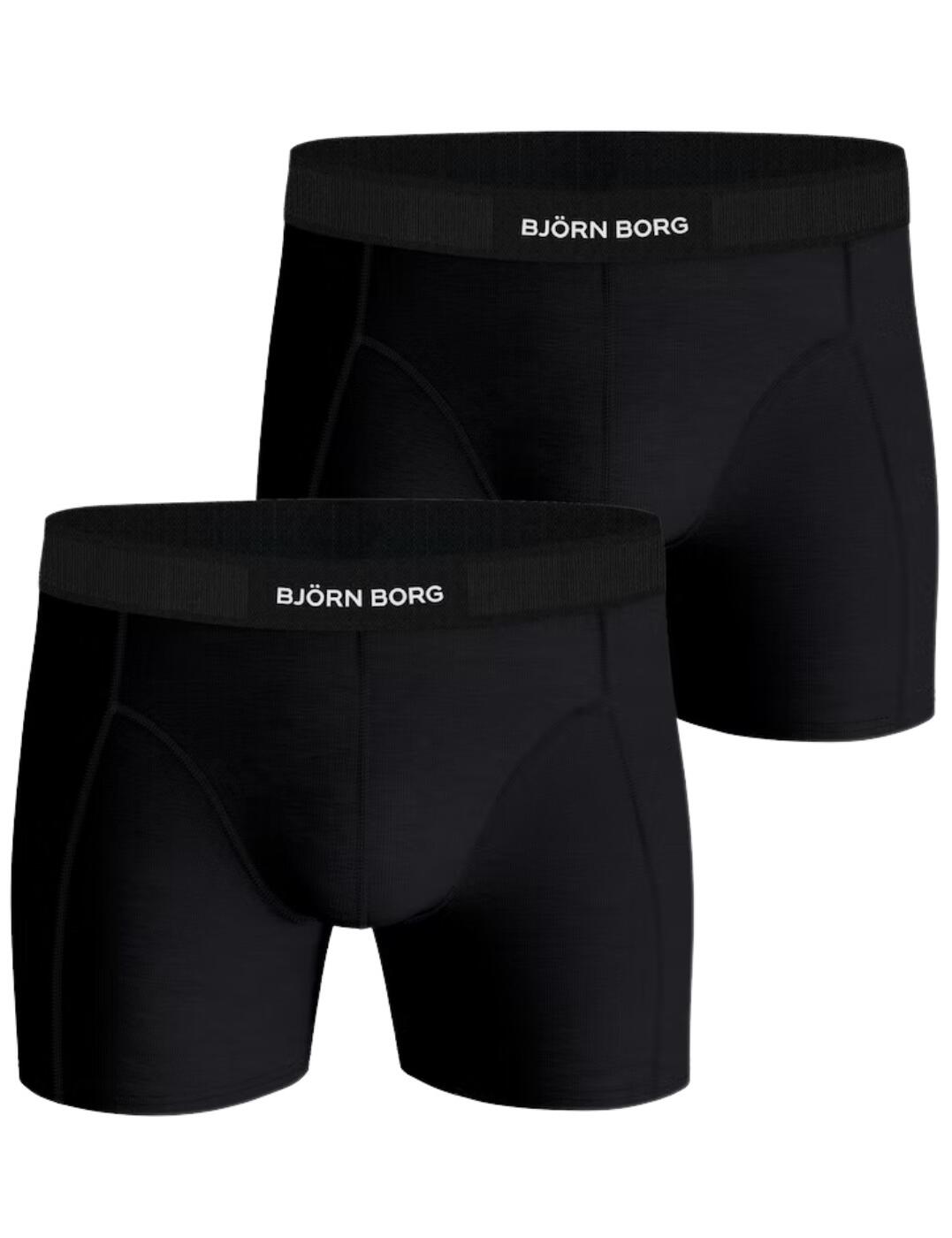 Embody true freedom with Bjorn Borg's Premium Cotton Stretch collection this season. This practical 2-pack of boxers is the perfect base layer for building any outfit; crafted from soft stretch cotton that provides zero restrictions on movement, these boxers are ideal for any activity. Cut to a regular rise waist with a classic mid-leg length, these boxers are as chic as they are comfortable. Boasts the signature Bjorn Borg logo detailing on the elasticated waistband for a trendy edge to these absolute staple pieces.  Handy 2 pack Regular rise waist Mid-leg length Logo detailing on the waistband Soft and stretchy Breathable Country of origin: China Composition: 95% Organic Cotton &pipe; 5% Elastane Listed in UK sizes  56350-101258 10001298 Men's 2 Pack Boxers