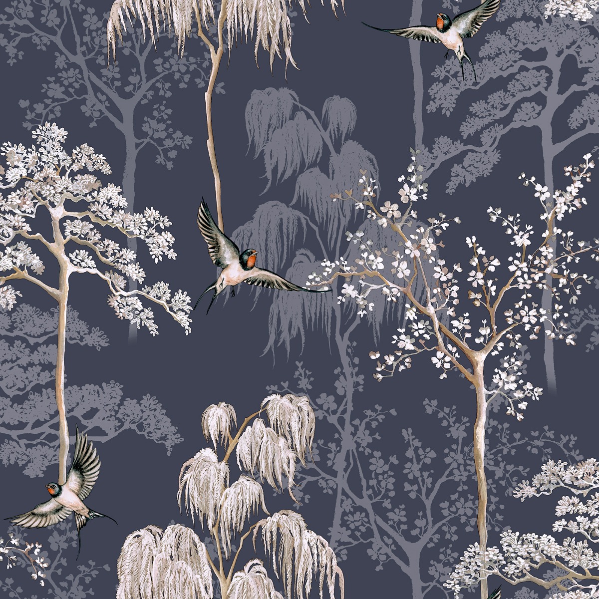 Arthouse Japanese Garden Blue Wallpaper - 10.05m x 53cm