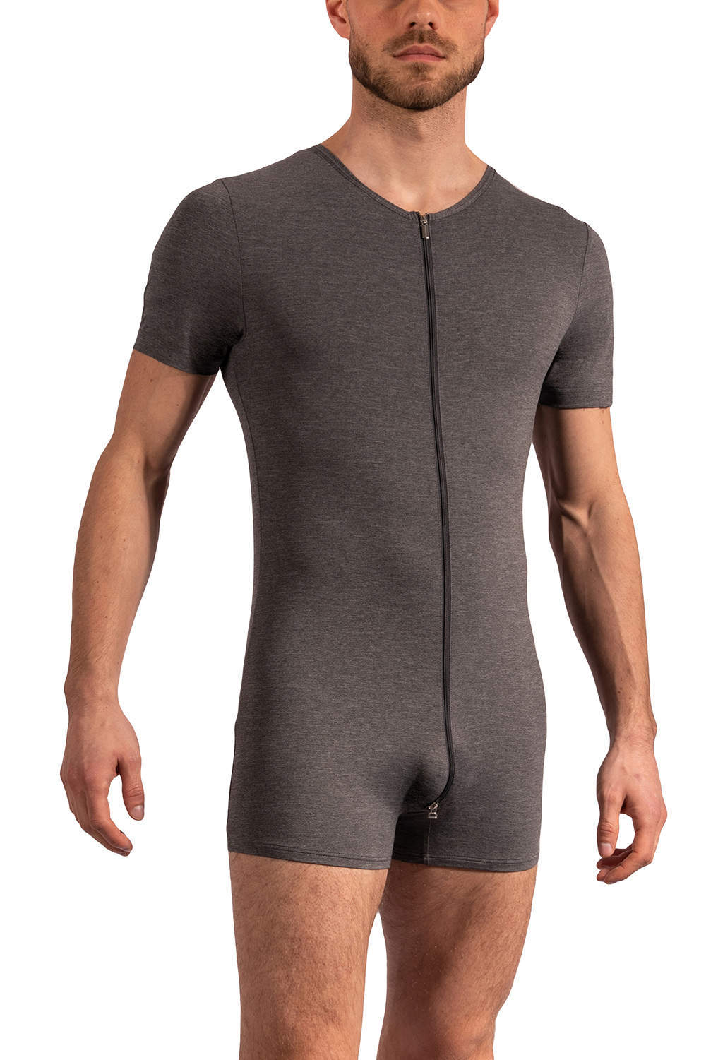 Buy an Olaf Benz RED 2201 Cool Body men’s underwear all in one in silky melange. Zip front male one piece combines t-shirt and boxer brief. Shop today