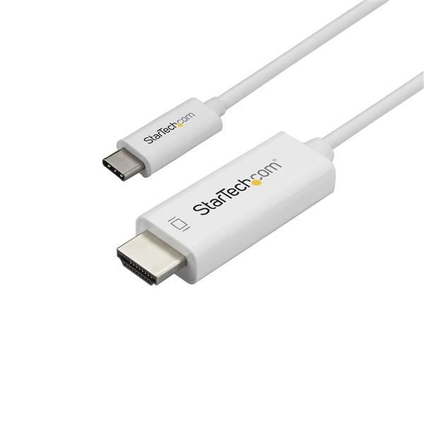 Startech.Com 3Ft (1M) Usb C To Hdmi Cable - 4K 60Hz Usb Type C To Hdmi 2.0 Video Adapter Cable - Thunderbolt 3 Compatible - Laptop To Hdmi Monitor/Display - Dp 1.2 Alt Mode Hbr2 - White