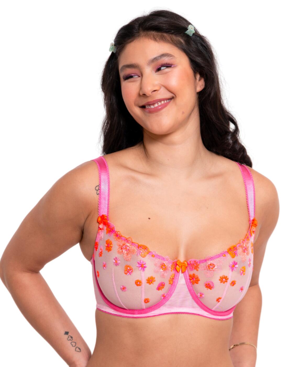 Meet your new go-to bra! The super pretty underwired balcony bra from the Strawberry Crush collection by Curvy Kate is the perfect stylish addition to your everyday lingerie rotation. Non-padded and underwiring are featured to give an amazing natural shape. Fully adjustable straps with a hook and eye fastening for the utmost secure and tailored fit. The mesh cups give a sheer peek of skin and adds a touch of glamour to this piece. This best selling balcony shape offers superior comfort and support by lifting and separating your bust for a defined cleavage. Matching coordinates are available for an effortlessly chic look every day.