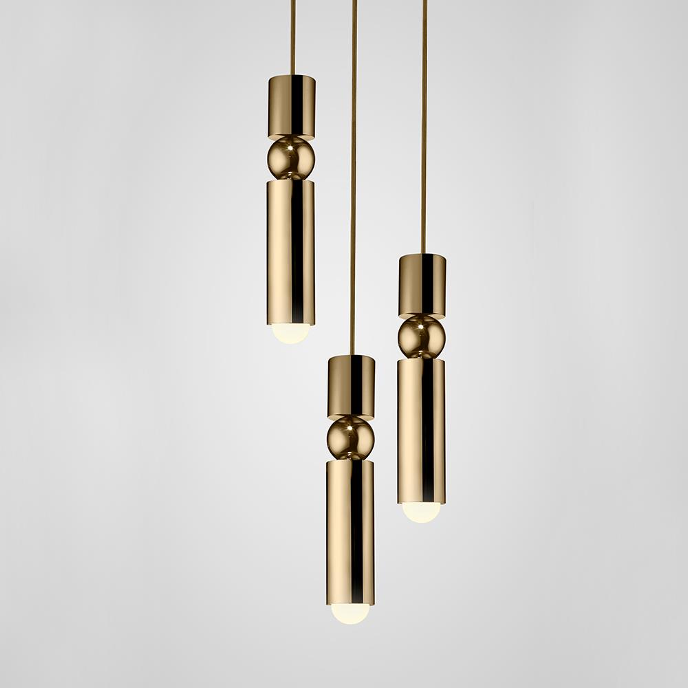 Fulcrum Chandelier 3 Piece Chandelier Gold