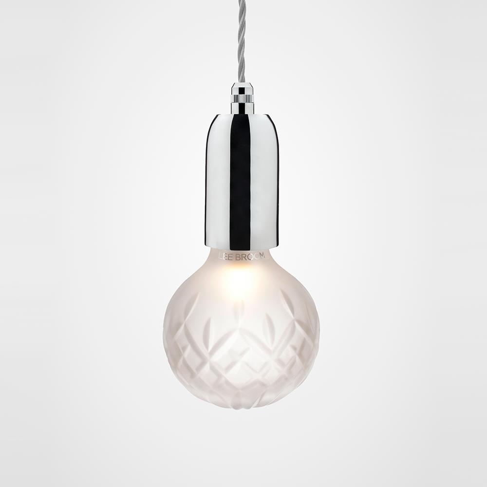 Lee Broom Crystal Bulb Pendant Polished Chrome Frosted Silver Designer Pendant Lighting