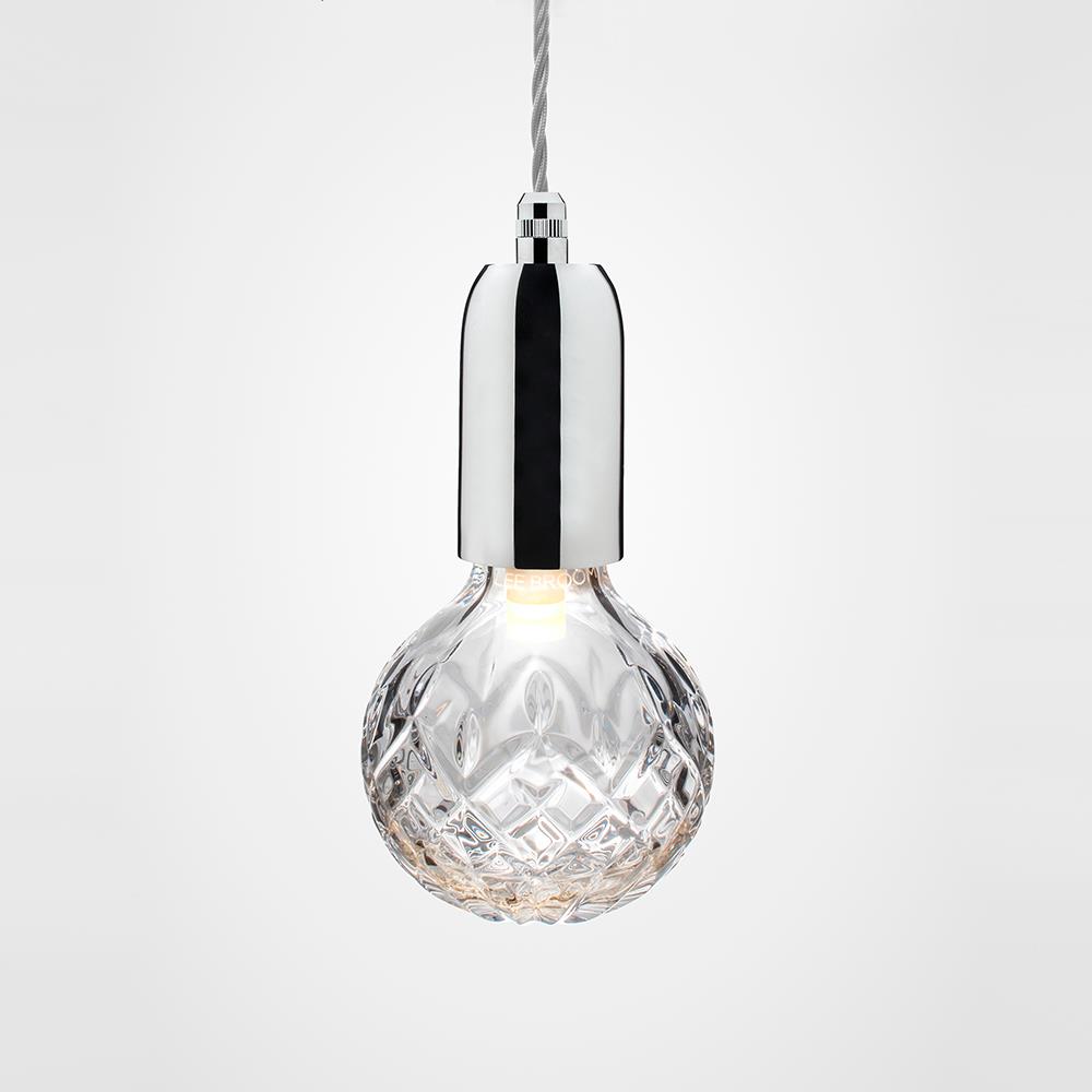 Lee Broom Crystal Bulb Pendant Polished Chrome Clear Silver Designer Pendant Lighting