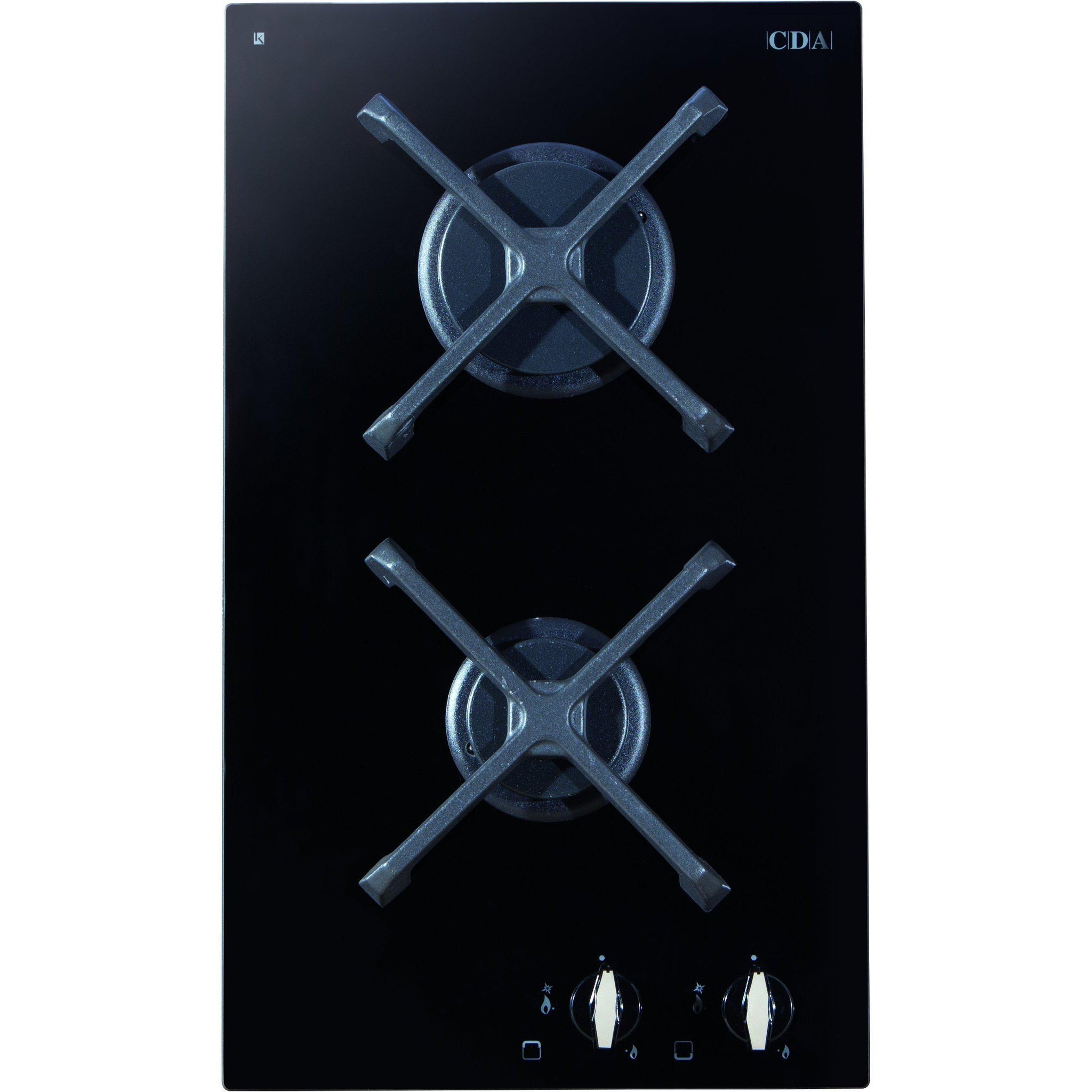 Cda Hg3602fr Domino 2 Burner Gas On Glass Hob Frameless