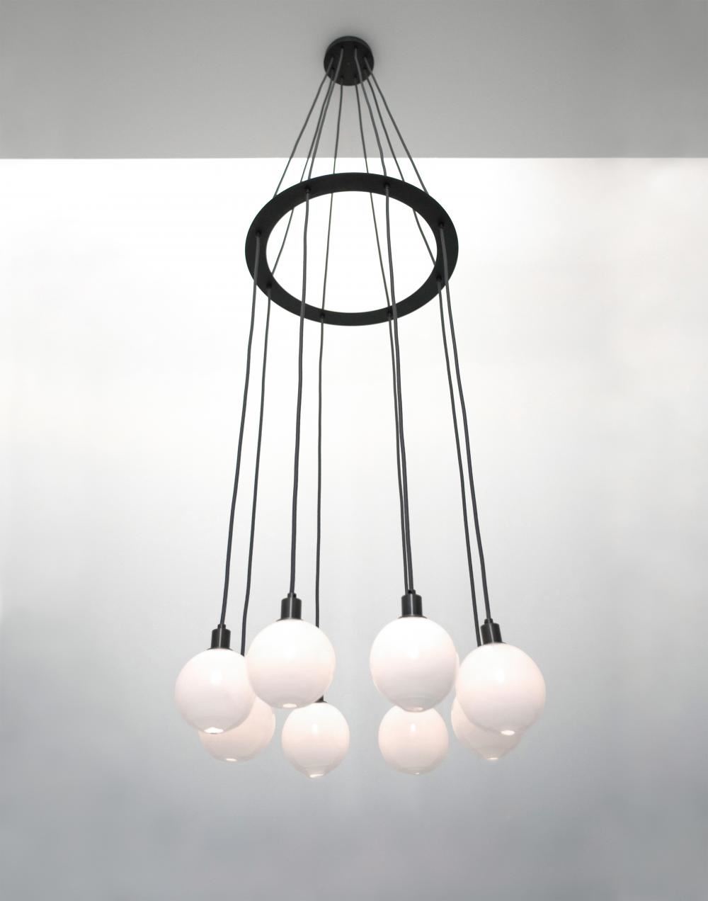 Drape Circle Chandelier 8 Chandelier Brushed Brass Opaque White Gold