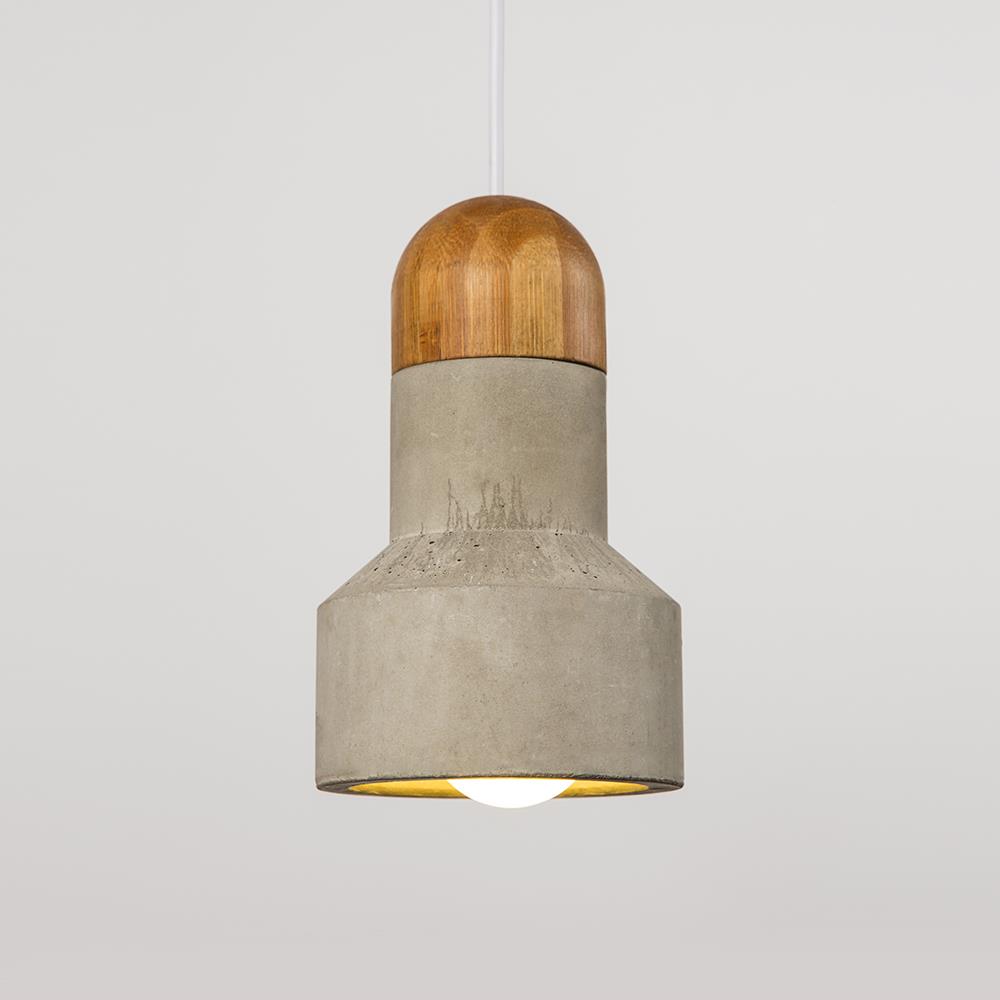 Bentu Design Qie Pendant Concrete Bamboo Medium Grey Designer Pendant Lighting