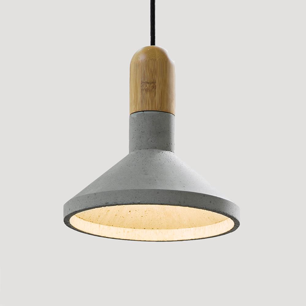 Bentu Design Shang Pendant Concrete And Bamboo Grey Designer Pendant Lighting