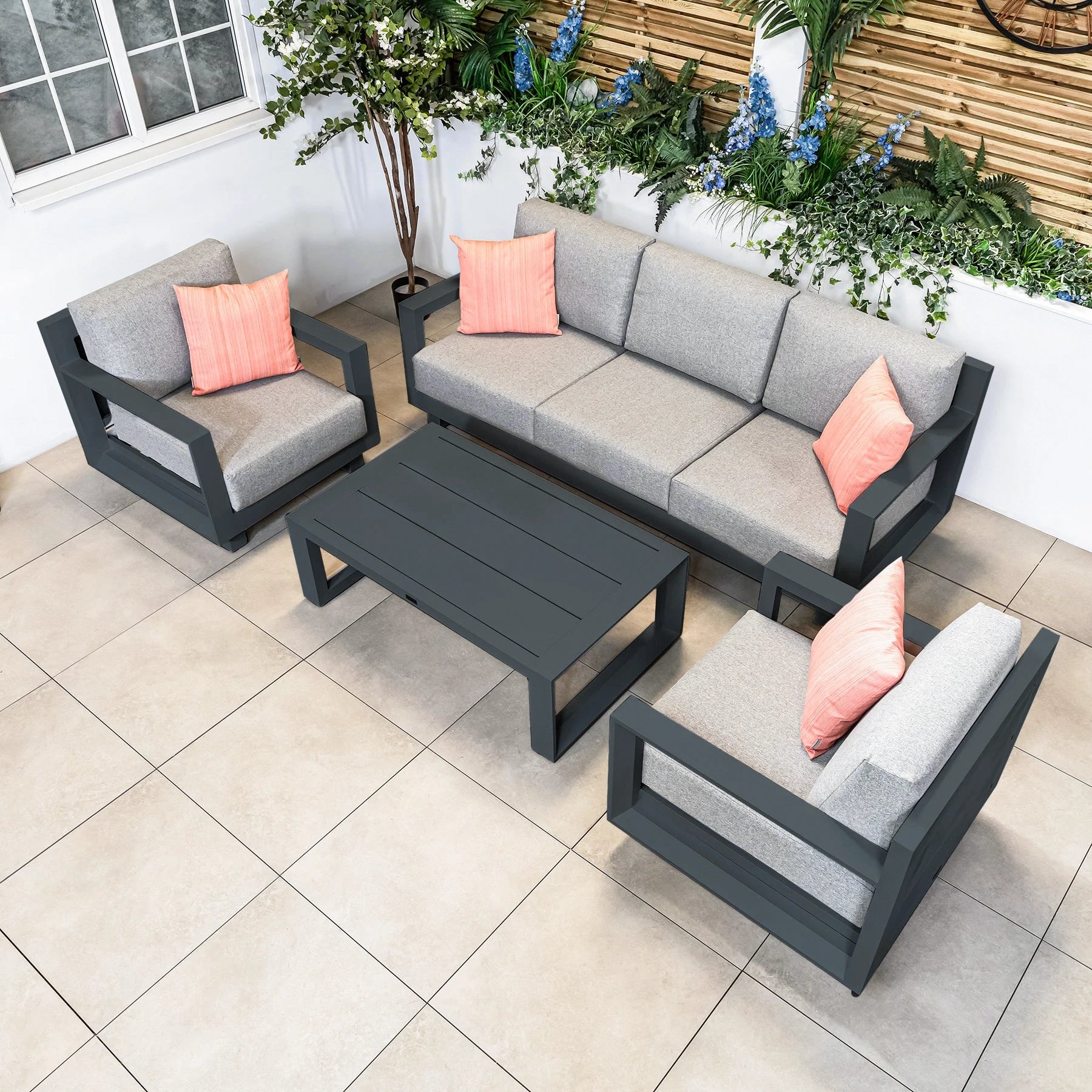 Bracken Outdoors Panama Anthracite Aluminium Lounge Sofa Set with Coffee Table