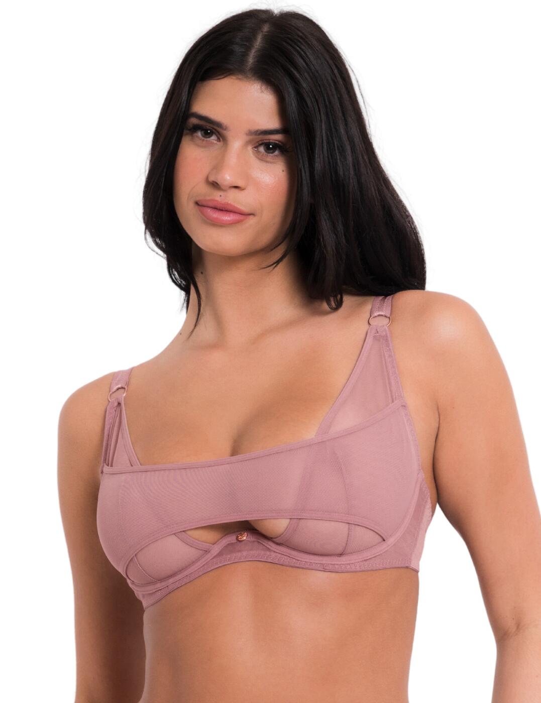 Introducing the Scantilly by Curvy Peep Show deep plunge bra. It s perfect for the woman who likes to make a sultry statement in her lingerie. This non-padded bra features sheer mesh with a plunging neckline designed to showcase your bust unlike any other. The layered mesh panel over the centre of your bust provides an elegant push-up effect that you can adjust using both adjustable straps and a back strap. Plus, to complete your look, you can also choose from a selection of matching lingerie from the same collection.