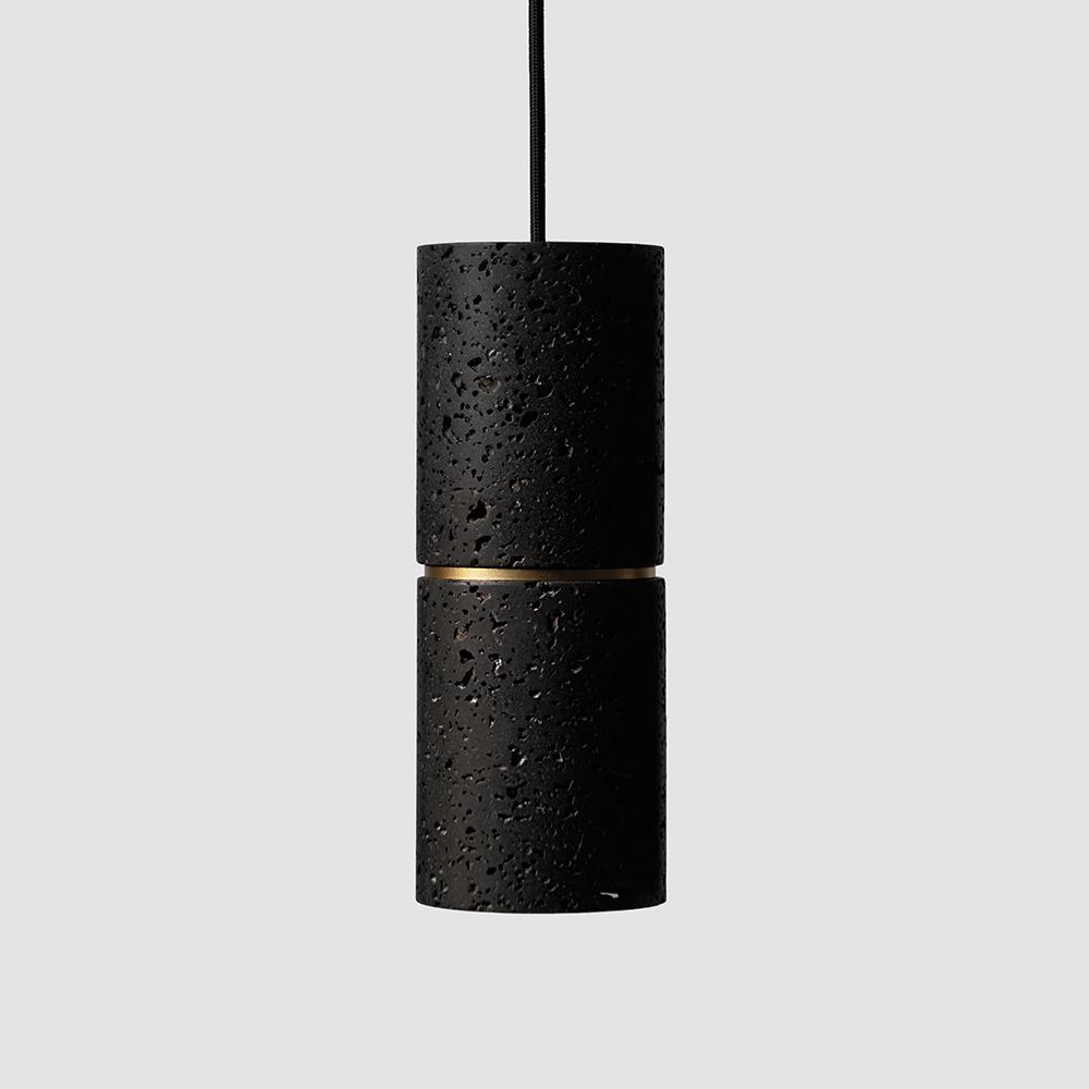 Bentu Design Ri Pendant Lava Stone Brass Black Designer Pendant Lighting