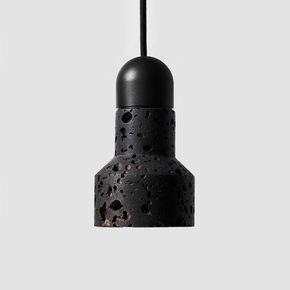 Bentu Design Qie Pendant Marble Or Lavastone Lava Stone With Black Fitting Designer Pendant Lighting