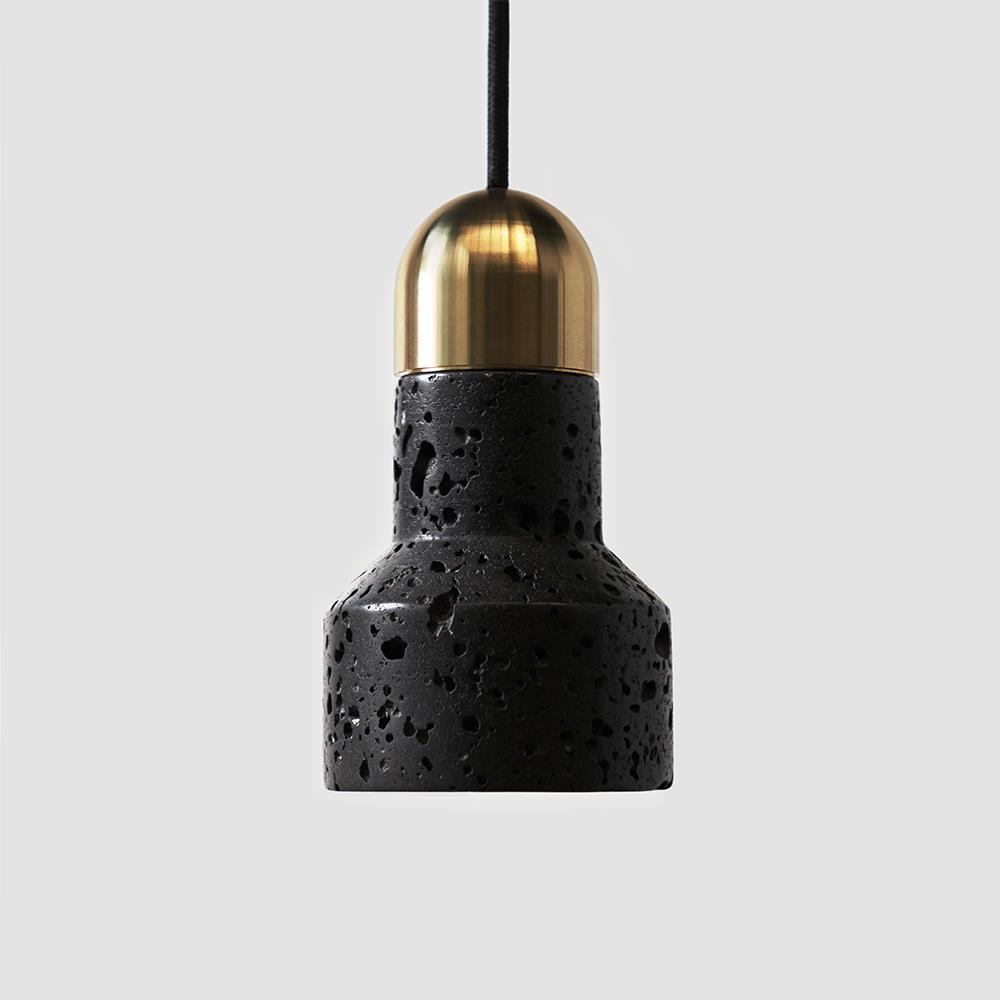 Bentu Design Qie Pendant Marble Or Lavastone Lava Stone With Brass Fitting Black Designer Pendant Lighting