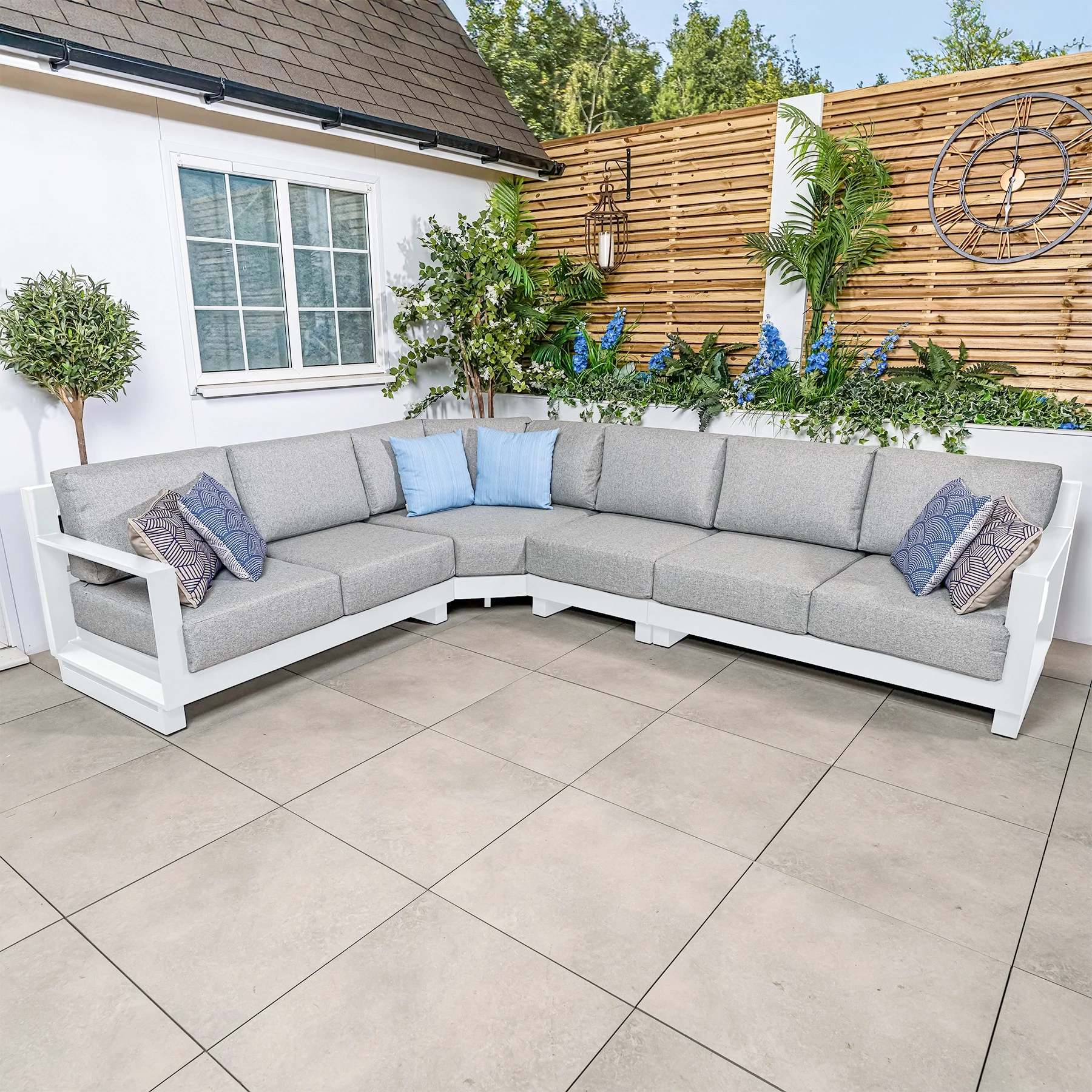 Bracken Outdoors Panama Warm Grey Aluminium Rectangular Corner Sofa Garden Furniture Set