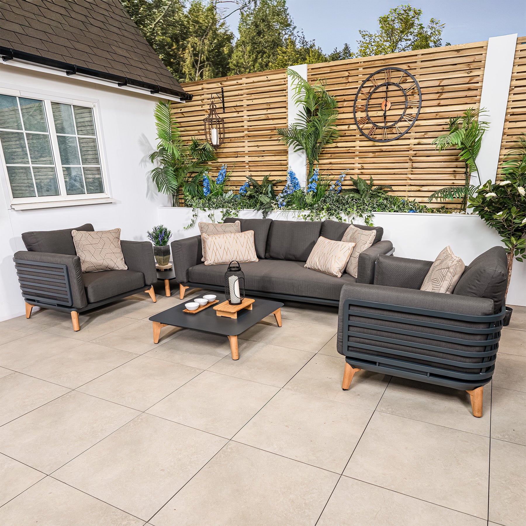 Bracken Outdoors Moss Aluminium Lounge Garden Furniture Sofa Set with Coffee Tables