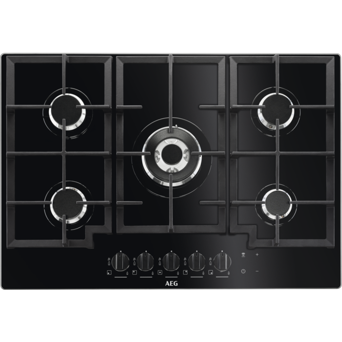 Aeg Hkb75450nb 74cm 5 Burner Gas On Glass Hob 3 Only At This Price