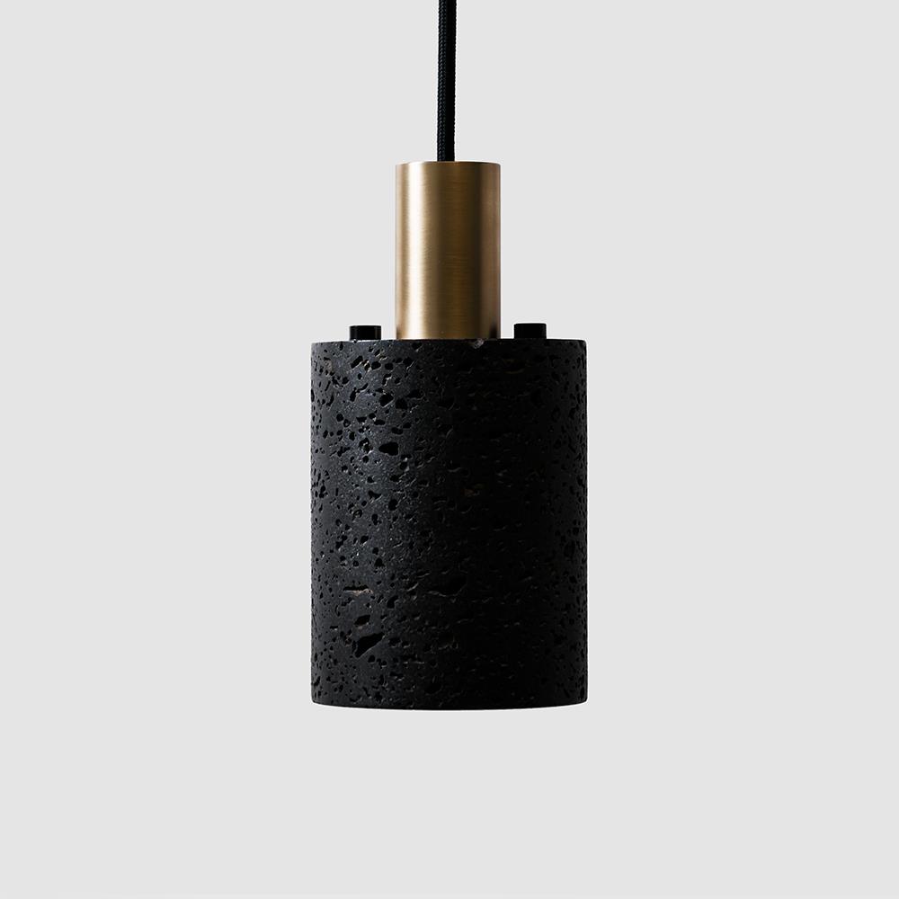 Bentu Design N Pendant Lava Stone Brass Black Designer Pendant Lighting