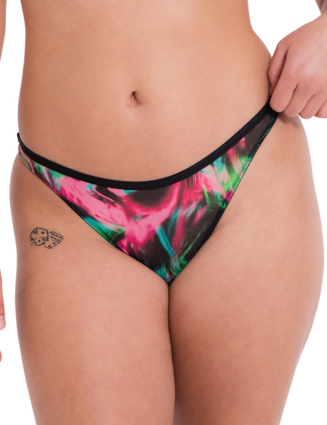 Get wild and have some fun with the Curvy Kate Reality Check tanga. This cheeky, low-rise panty will show off your curves in the most stylish way. Featuring an eye-catching statement print, you'll look stylish every time you wear it. It gathers at the rear creating a unique shape that'll turn heads for all the right reasons. Enjoy comfort and luxury combined with this tanga - designed to fit like a glove without feeling tight or restrictive against your body. Plus, why not treat yourself to a matching bra for the full set?