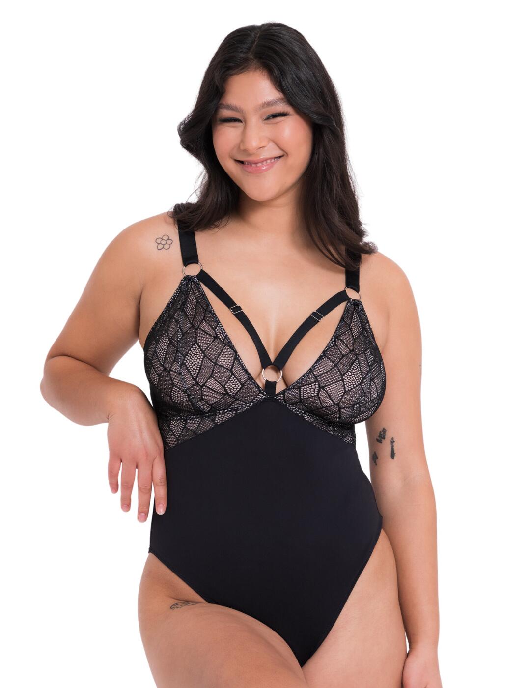 Embrace and flaunt your curves with the Curvy Kate Non-Stop stretch body. Perfect for indoor or outerwear styling, this stretch body offers optimum comfort and support. The super-plunge neckline lends a teasing look while the lace cups creates a sensual style. Plus, these lined and padded cups provide extra support and structure while remaining non-wired for a natural shape. Furthermore, it features an adjustable harness with narrow set straps for tailored fit and adjustable shoulder straps, as well as a stylish cut out detail and hook and eye closure for practicality. Finally, its J Hook enables you to convert it into a racer back style – making this stunning piece of lingerie ideal for any occasion.  Stretch body Super-plunge neckline Black lace cups Lined, padded cups Non-wired Wide strapping Silver plated metalware Narrow set straps for support Adjustable harness and shoulder straps Cut out detail Hook and eye detail J Hook to convert into racerback style Country of origin: China Composition: Lace: 83%Polyamide &pipe; 17% Elastane Composition: Main: 92%Polyamide &pipe; 8% Elastane Composition: Gusset Liner: 100% Cotton Listed in UK sizes  60963-105919-1395782 CK064704 Body
