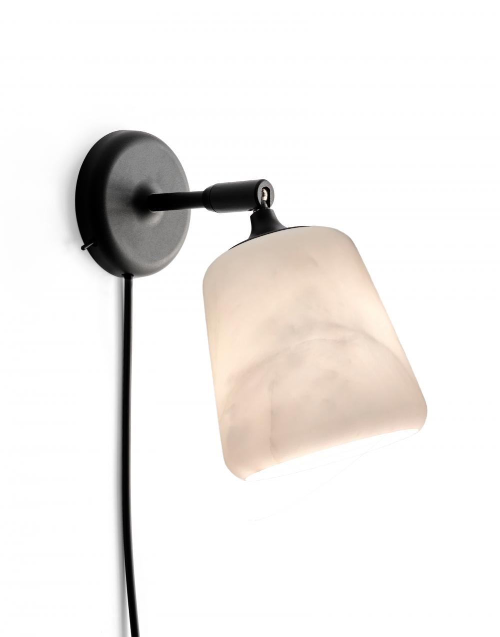 Material Wall Lamp White Marble Black Sheep Edition With Black Fittings