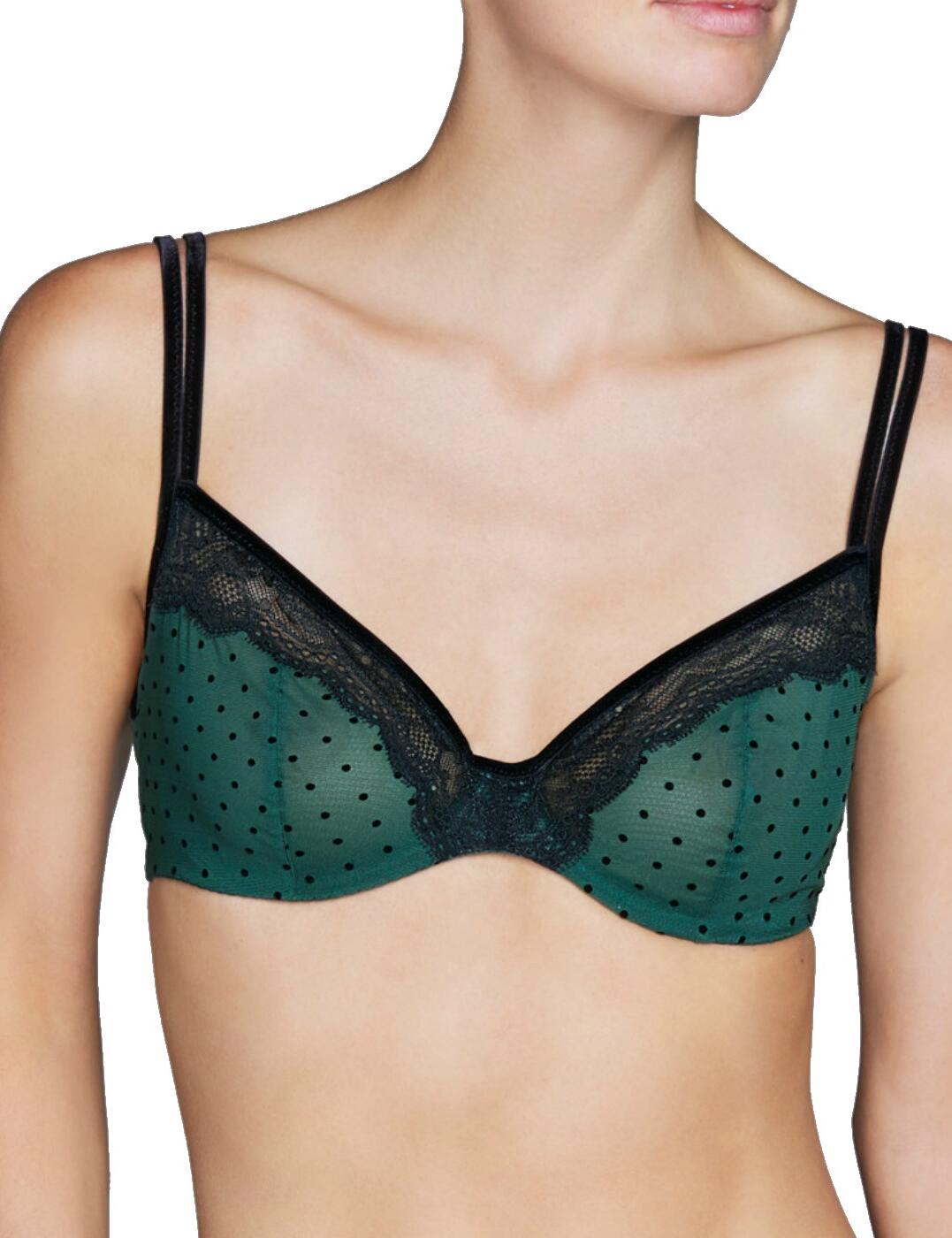 A fabulous new look is just at your fingertips! Indulge in glamorous and high-quality lingerie, with the Saturn collection, by Andres Sarda! Offering a classic and chic, polka-dot design with a contemporary twist, Saturn oozes sophistication and elegance, with decorative, luscious lace to complete the look. This bra is underwired to offer great support and uplift, yet it is non-padded for a natural look and feel. The bra has adjustable straps that can be adapted for an individual fit and secures at the rear with a traditional hook and eye fastening.  Chic and elegant design Comfortable fit Underwired support Non-padded cups Popular full cup design Beautiful lace on the upper cups Adjustable straps Hook and eye closure at the rear Composition:- 92% Polyamide &pipe; 8% Elastane  Listed in UK sizes  41007-75036-997672 3306911 Full Cup Bra