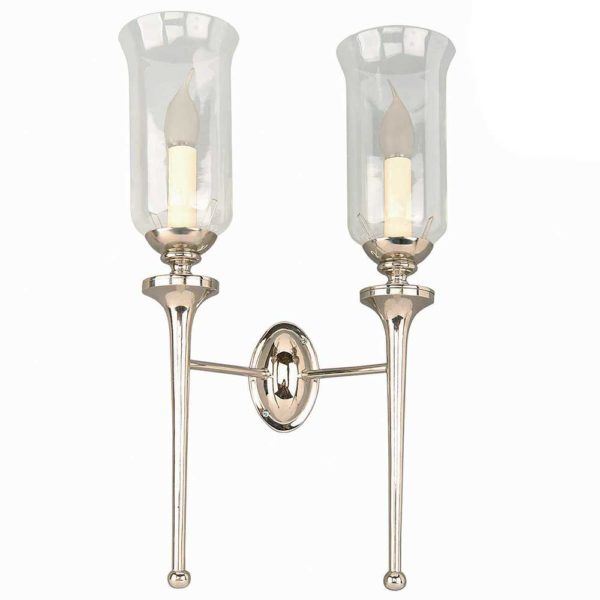Nickel Twin Grosvenor Wall Light With Storm Glasses
