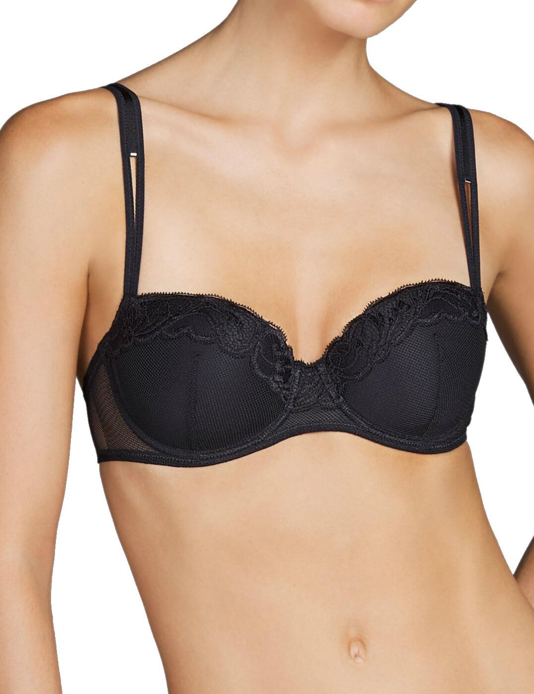 Look and feel beautiful in the magnificent Quimera collection, by Andres Sarda! Quimera puts a contemporary twist on classic, everyday lingerie styles to bring you a wholly unique new addition to your wardrobe. This bra features underwired cups for excellent support and uplift and is also padded for uplift and shape. This bra offers moderate balcony cup coverage and is complimented with decorative embroidery. This bra secures at the rear with a traditional hook and eye closure.  Chic and elegant design Comfortable fit Underwired support Padded cups Popular balcony design Adjustable straps Hook and eye closure at the rear Composition:- 59% Polyamide &pipe; 9% Elastane &pipe; 32% Polyester  Listed in UK sizes  41013-75042-997750 3307314 Balcony Bra