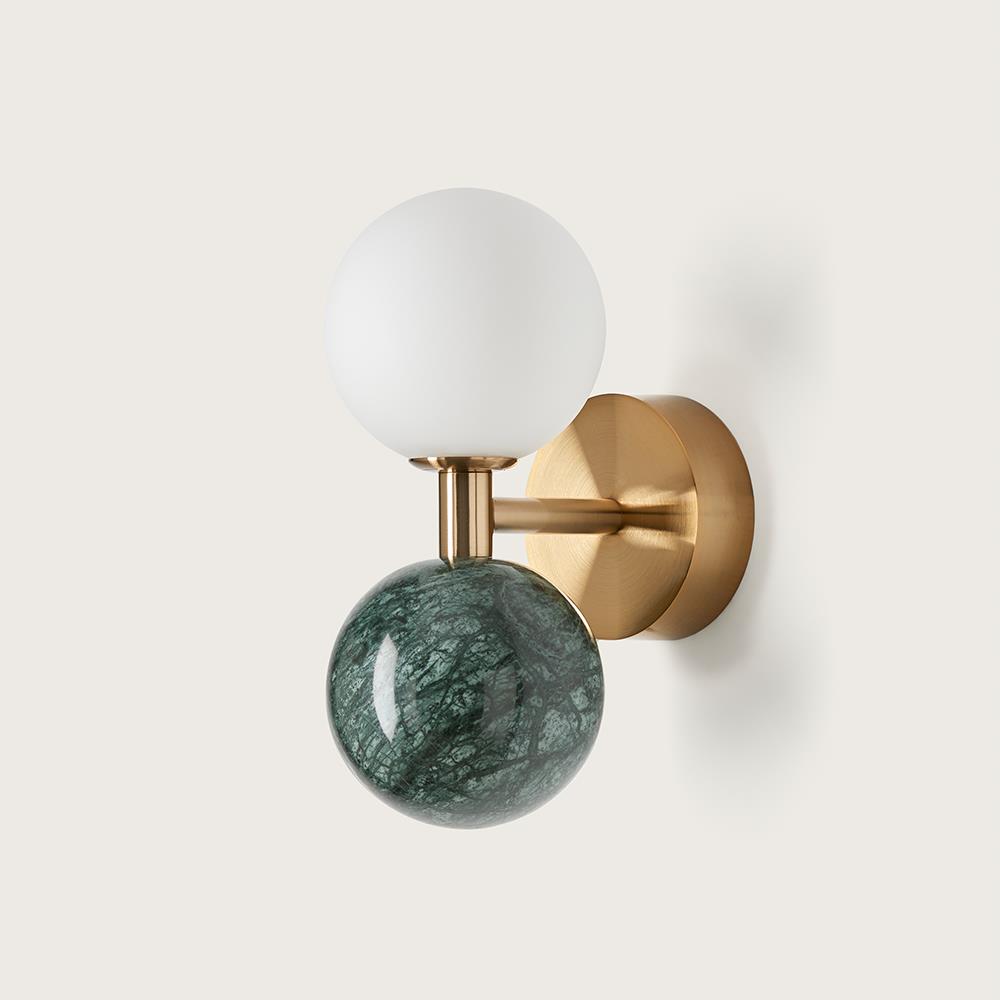 Dalt Wall Light Old Gold With Green Marble