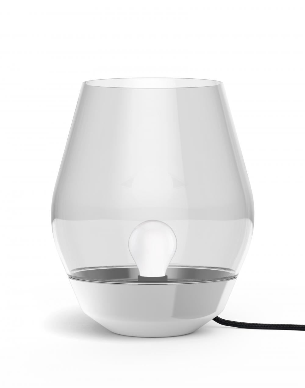 Bowl Table Lamp Stainless Steel With Light Smoked Glass