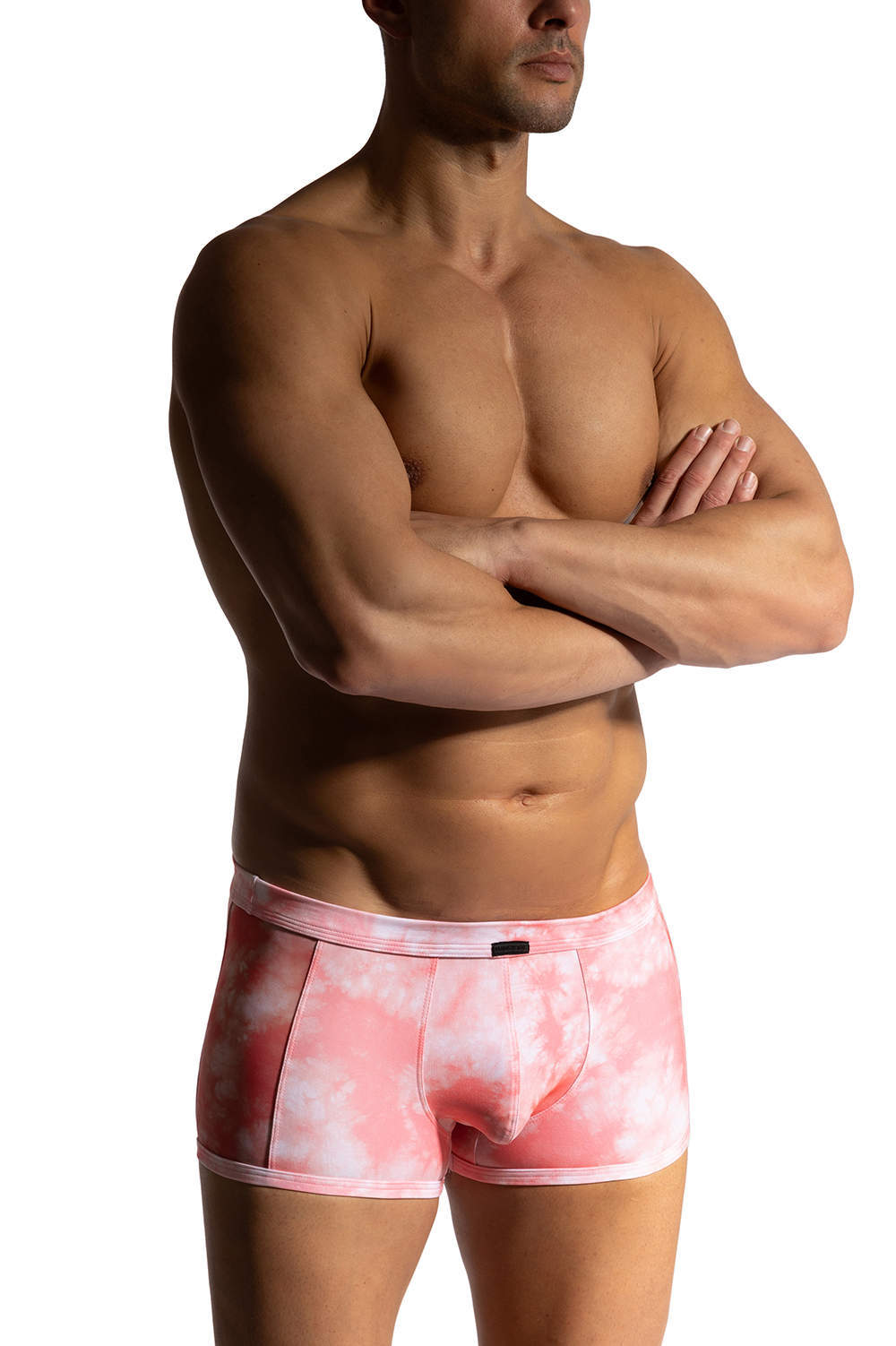 Manstore M2472 Micro Pant men’s underwear trunks in gorgeous marbled fabric with mesh sides. Shop luxury male boxer brief shorts with a satiny feel