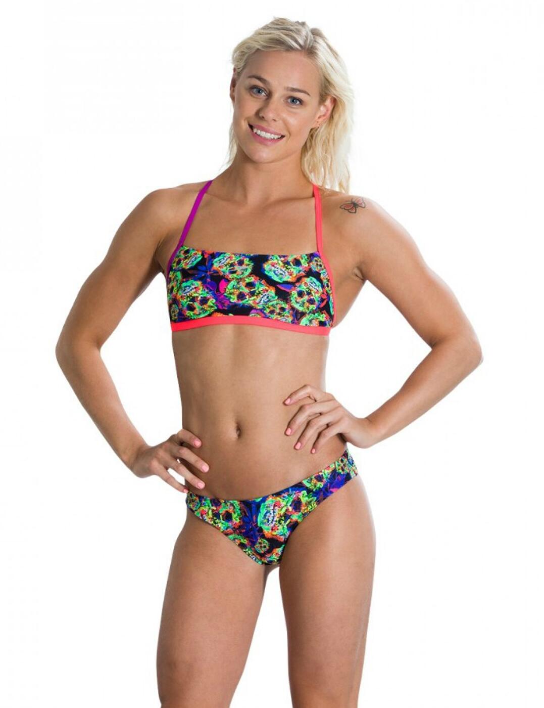 Speedo Flipturns Two Piece Crossback Swimsuit - C243 Black/Red - 4/26