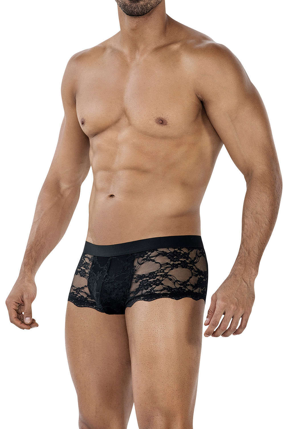 Shop sexy Cut4Men R4VAGE Black Lacey Trunk male lingerie – a men’s underwear hipster short in see through floral mesh with a lined pouch. Buy online