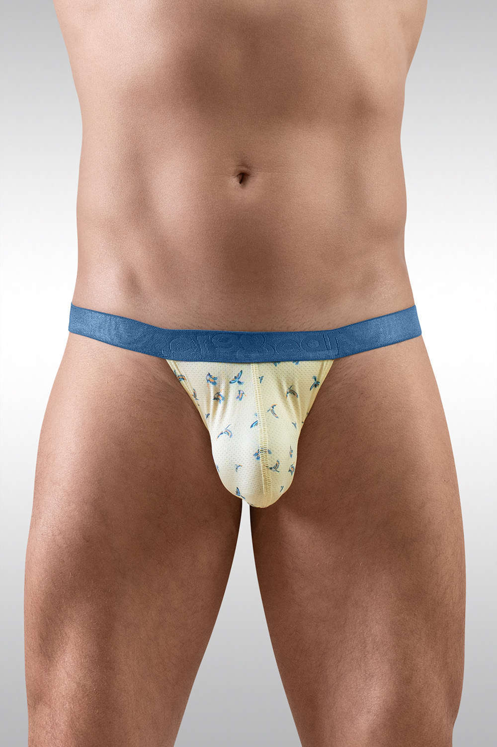 Uplifting Ergowear SLK SE Thong men’s underwear strings in breathable perforated silky bird print fabric. Shop enhancing 3D nose pouch undies for him