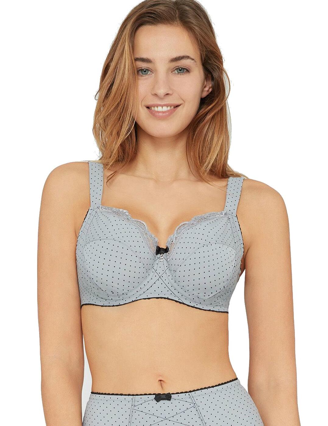 Feel feminine and elegant in the new Bestform Marilyn underwired bra! The bra is adorned in a beautiful polka dot print to offer you a feminine and sophisticated look! The non-padded bra comes with underwired support and wide adjustable straps to give you an all day comfortable fit and lift. Matching co-ordinates are available to finish off a fabulous look!  Gorgeous feminine design All over polka dot print Underwired support Non-padded for a natural look Side Shaping Support Adjustable straps Hook and eye closure at the back Listed in UK Sizes   41106-75192-1000114 14457 Bra