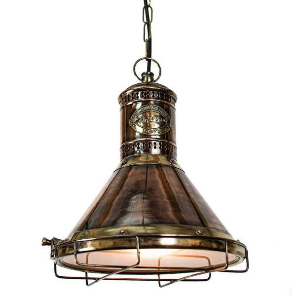 Limehouse Freighter Pendant Distressed Finish Brassgold Designer Pendant Lighting