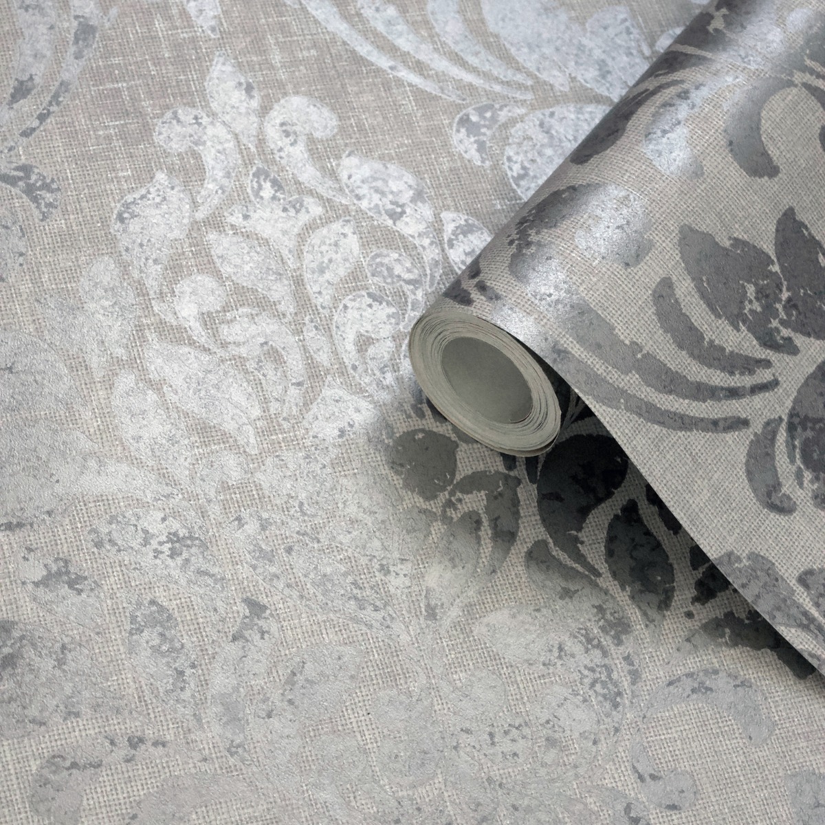 Darcy James Eleanor Damask Grey Wallpaper 10m x 53cm, Grey