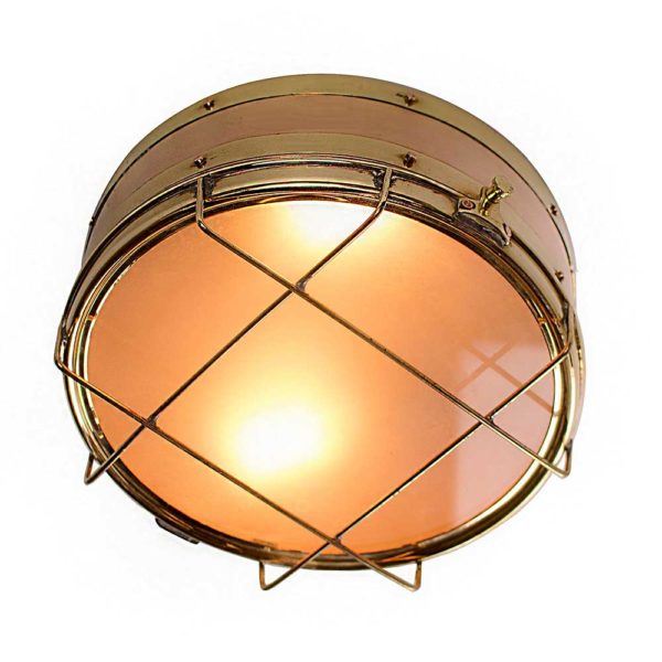 Freighter Bulkhead Wall Light Lacquered Polished Brass