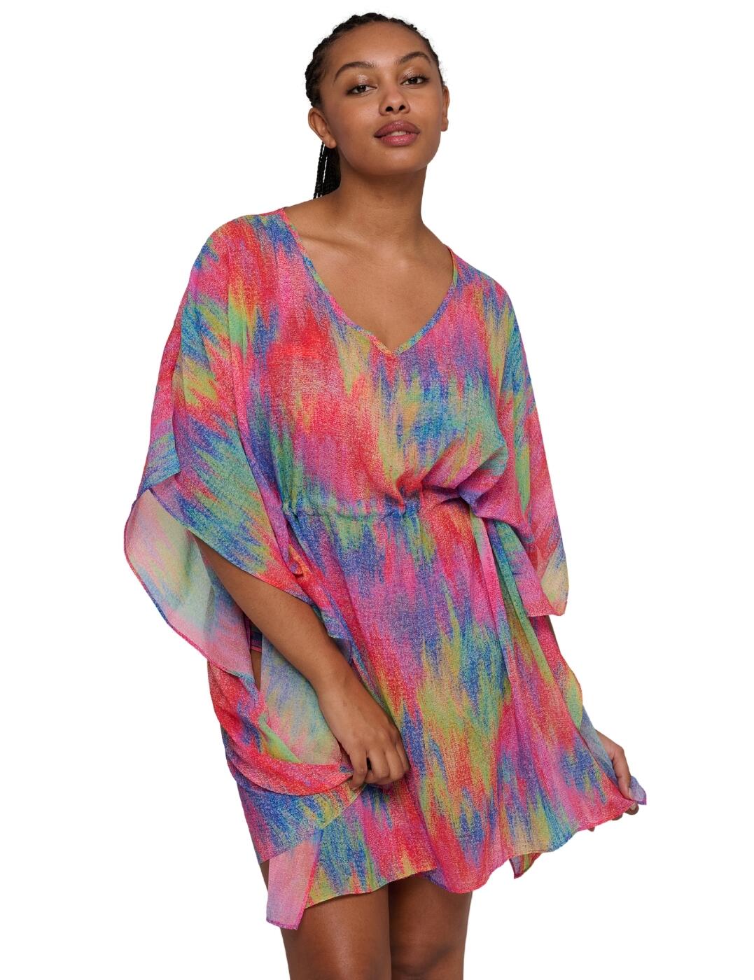Exude effortless luxury from dawn until dusk with the Cairo swimwear kaftan by Prima Donna Swim. A must-have for your next getaway, this kaftan falls at a knee-grazing length with elegant side splits to make every stroll along the sand feel like a runway moment. The soft, lightweight fabric drapes beautifully, while an elasticated waist ensures a feminine silhouette to flaunt your curves. Designed to be stylish yet simple, the kaftan pulls on for easy wear with a chic V-neckline to add a touch of glamour to any holiday wardrobe. Wear over coordinating Cairo beachwear for a lavish luxury look.