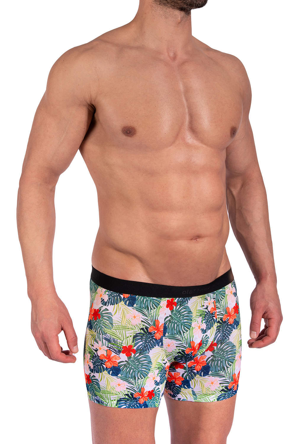 Shop Olaf Benz RED2365 Boxer Pants men’s underwear trunks in beautiful tropical leaf print. Fine and silky male shorts - best luxury brand. Buy online