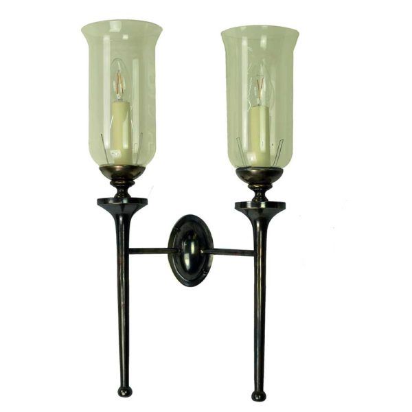 Twin Grosvenor Wall Light With Storm Glasses Antique