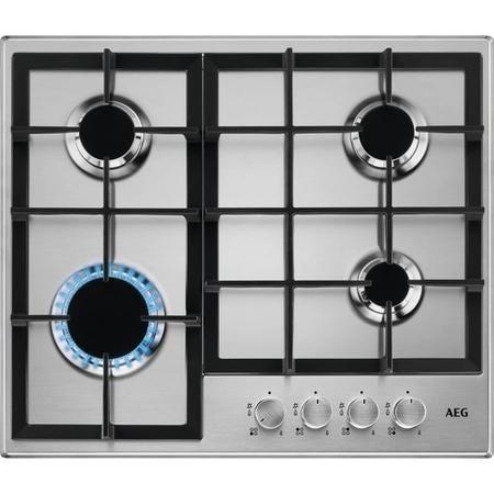 Aeg Hgb64200sm 60cm Four Burner Gas Hob With Cast Iron Pan Stands Stainless Steel