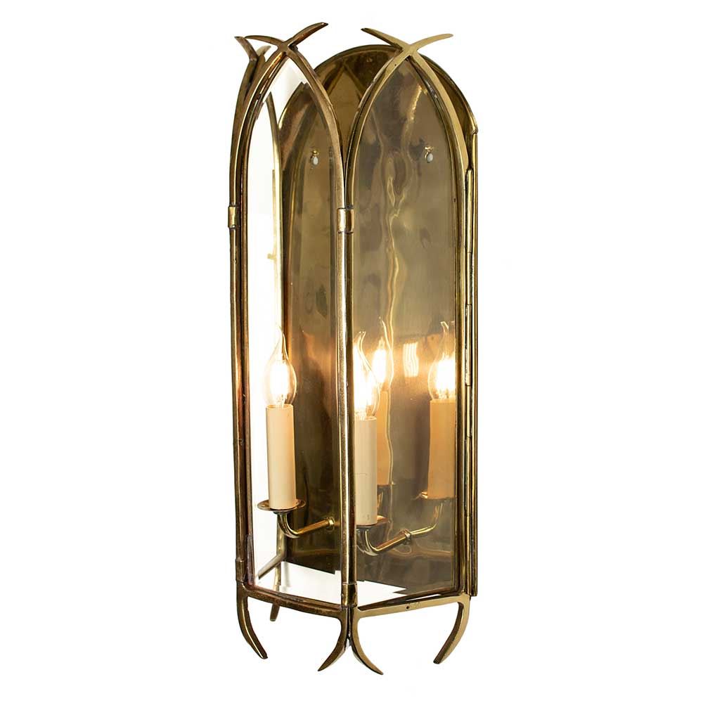 Large Gothic Wall Lantern Unlacquered Natural Finish