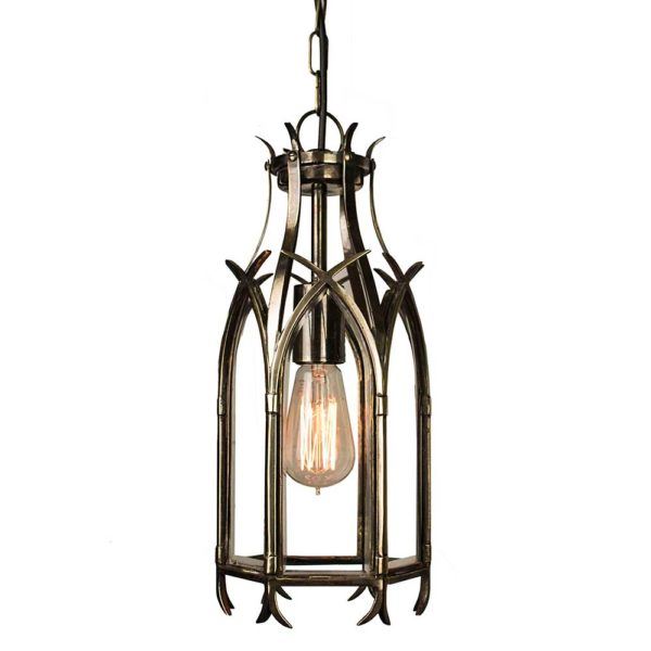 Gothic Hanging Lantern Lacquered Polished Brass